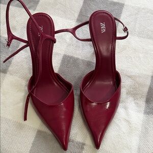 Zara Women's Deep Red Strappy Heels